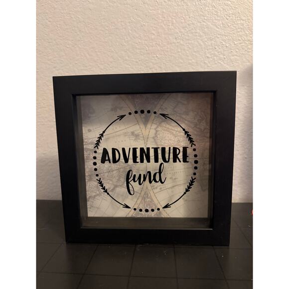 Adventure Fund Shadow Box Bank Black Frame 6x6 - Picture 1 of 3